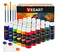 TEMU 24 Piezas de Pintura Acrílica 60ml con Pinceles y Paleta - Kit para Principiantes en y Cerámica, 24 Colores para Decorativo DIY