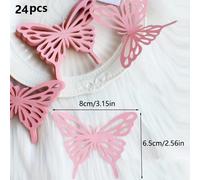 TEMU 24 piezas, Decoración de pared de suministros para fiestas de , y vacaciones en color rosa con mariposas