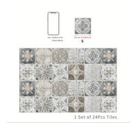TEMU 24 piezas/juego, Adhesivos de azulejos autoadhesivos con patrones de estilo colorido, se pueden utilizar para cocina, baño, dormitorio, Adhesivos de pared para decoración del hogar