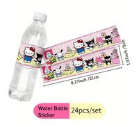 TEMU 24 piezas/juego de pegatinas para botellas de agua de Sanrio Hello Kitty para fiestas de y decoraciones navideñas, estilo lindo, etiquetas para botellas, decoración para fiestas