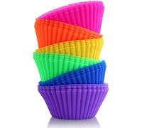 TEMU 24 piezas, Moldes Reutilizables de Silicona para Cupcakes Multicolor, Antiadherentes y Flexibles Para Hornear Magdalenas, Formas Faciles De Limpiar