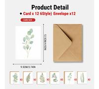 TEMU 24 Tarjetas de Felicitación Botánicas con Sobres - Diseño Floral para Navidad, Agradecimiento, Boda y Celebraciones - Juego de Papelería Festiva en