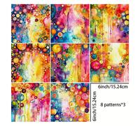 TEMU 24pcs 6-pulgadas Acuarela Estilo de Brillantes Decoración DIY Papelería Retro Diario Basura Diario Página Tarjeta de Felicitación Planificador de Tarjeta