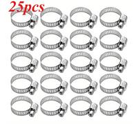 TEMU 25 abrazaderas de manguera de acero inoxidable, clips de tubo ajustables, de 16-25 mm, abrazaderas duraderas para fontanería , automoción y uso industrial