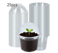 TEMU 25 macetas transparentes de 4 pulgadas para semilleros con cúpulas de humedad, ideales para sembrar semillas, aptas para jardinería interior y exterior
