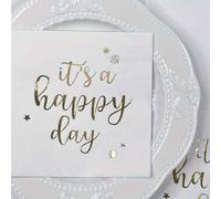 TEMU 25pcs Servilletas de Papel Dorado 'Es Un Día ', Toallas de Papel Desechables Blancas de 3 Capas para Decoraciones de y Fiestas, Perfectas para Tiendas de Postres y Restaurantes