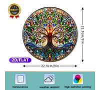 TEMU 2D/, Árbol de y Sabiduría Colorido Atrapasoles - Calcomanía Electroestática PET para Ventanas de 9"x9" para Hogar, RV y Vidrio de Auto - Protección UV, Serie de Plantas, Decoración para Fiestas