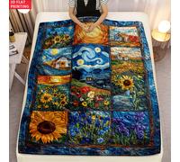 TEMU 2D de 1 pieza El cielo estrellado de Van , adecuada para sofá, dormitorio, , cama, sillón, silla, y - Franela , regalos para familiares o , , viaje, mantas estampadas de tela de franela, 2D