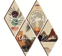 TEMU 2D Flat - Juego de 4 piezas abstracto 2D con hojas de montaña, diseñado para decoración de pared. cinta de cara para colgar fácilmente. para crear un en cualquier habitación