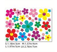TEMU 2D, Juego de 40 pegatinas de flores Prilblumen, adecuadas para cocina, baño, coche, bicicleta, maleta, portátil, teléfono, , scooter, pegatinas impermeables para exteriores (coloridas), 2D