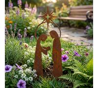 TEMU [ 2D] Pila decorativa de jardín de , adornos decorativos retro de metal para jardín, obra de arte navideña para jardín, escultura de para jardín, regalo religioso