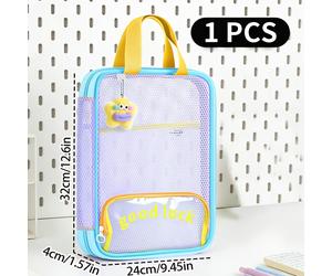 TEMU 2pcs/1pc Bolsa de Tutoría Huajie con Bloques de Color, Gran Capacidad de 3 Capas, Estuche Frontal para Lápices, Almacenamiento de Documentos y Libros