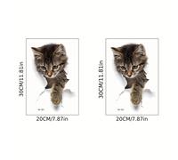 TEMU 2pcs Calcomanías de Pared 3D de Gato, Pegatinas de Vinilo Removibles e Impermeables para Decoración de Baño, 7.87x11.81 pulgadas, Perfectas para Invierno