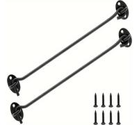 TEMU 2pcs Cerradura de Puerta de Gancho y Ojo de Cerradura para Valla de Madera, 12" Ganchos de Privacidad de Acero Inoxidable para Puerta Interior con Tornillos (Negro)