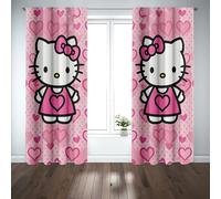 TEMU 2pcs Cortinas Opacas Sanrio Hello Kitty - Diseño Adorable de Vestido de Rosa, Lavables a Máquina, Bloqueo de Luz para Decoración de Dormitorio y , 23.62x59.09 / 51.18x82.223 Pulgadas