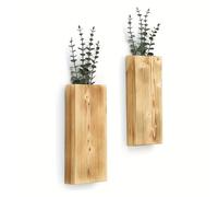 TEMU 2pcs Macetas de Pared de Madera Rústica - Perfectas para Plantas Verdes y Flores Secas, Jarrones Colgantes para , Dormitorio, Baño, Decoración de Oficina en Casa