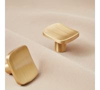 TEMU 2pcs Modernos Pomos de Cajón de Gabinete en Latón Cepillado, Tiradores Dorados para Armario de Cocina, Manijas de Perilla de Muebles de Cobre Puro