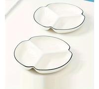 TEMU 2pcs Platos de Cena de Cerámica - Redondos, Platos de Servir de 3 Compartimentos para Desayuno y Comidas - Perfectos para Cocinas Domésticas