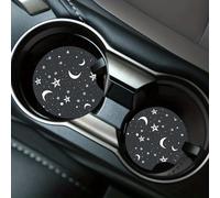 TEMU 2pcs Posavasos Absorbentes para Portavasos de Coche - Diseño Divertido de Estrellas y Luna, Perfectos para Vehículos de Hombres y Mujeres