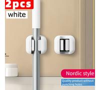 TEMU 2pcs Soporte de Pared Fácil de Instalar para Fregona y Escoba - Autoadhesivo, Clip de Almacenamiento sin Taladro para Hogar, Cocina, Baño - Plástico Duradero