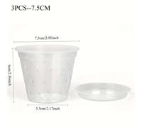 TEMU 3 Macetas Transparentes con Base, Agujeros de Drenaje, Macetas de Plástico para Orquídeas, Transpirables con Ranura , Ideales para Plantas de Interior y Exterior, Plantas de Orquídeas