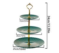 TEMU 3 Niveles de Soporte para Postres de Plástico Verde con Mango Dorado, Diseño Estriado, Ideal para Exhibir Frutas y Snacks