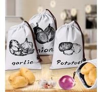 TEMU 3 piezas 1 bolsa de lona reutilizable para almacenar verduras - Bolsa cuadrada duradera para , para patatas, cebollas, ajo, bolsa de cocina para almacenamiento -