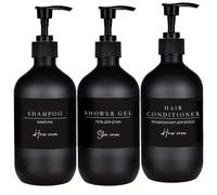 TEMU 3 piezas Champú, Acondicionador, Gel de Ducha | Botellas Dispensadoras de Baño PET, Plástico, Independientes, Sin Necesidad de Electricidad