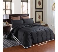 TEMU 3 piezas Conjunto de de edredón de raso con rayas negras, 100% poliéster, , transpirable, ropa de cama para todas , lavable en máquina, 1 de edredón y 2 fundas de almohada (sin relleno) - 90gsm