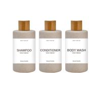 TEMU 3 Piezas de Botellas Dispensadoras de Loción de 300ml para Baño en Casa - Juego de Artículos de , Contenedores Rellenables Calcomanías, Ideales para Champú, Acondicionador, Loción Corporal y Más