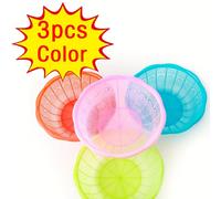 TEMU 3 Piezas de Cesta de Drenaje de Encaje para Hogar en Colores Aleatorios, Colador para Lavar Arroz, Cesta Redonda de Plástico para Almacenar Frutas, Colador, Cesta para Lavar Verduras