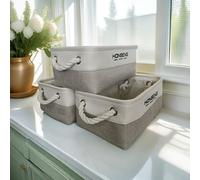 TEMU 3 Piezas de Cestas de Almacenamiento - Grandes Cestas para Organizar Estantes, Organizadores de Armario para Ropa y Juguetes, Cubos de Tela Decorativos Dorados, Regalo Ideal