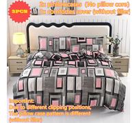 TEMU 3 piezas de Juego de Nórdica y Fundas de Almohada con Estampado Geométrico, y Transpirable, Ideal para Dormitorios y Hoteles. una Nórdica y un Par de Fundas de Almohada, Sin Relleno