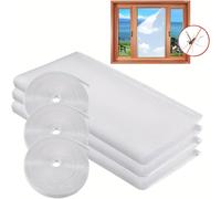 TEMU 3 piezas de mosquitera autoadhesiva de fácil instalación para ventanas de varios tamaños - Mosquitera de malla invisible con cinta de instalación