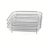 TEMU 3 piezas de rejilla cuadrada de acero inoxidable para camping al , red multiusos para el hogar, drenaje de aceite, asador para freidora de aire, adicionales para BBQ