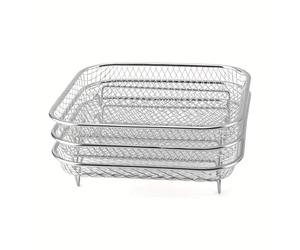 TEMU 3 piezas de rejilla cuadrada de acero inoxidable para camping al , red multiusos para el hogar, drenaje de aceite, asador para freidora de aire, adicionales para BBQ