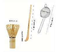 TEMU 3 Piezas/Set Tradicional de Matcha, de Bambú (), Cuchara (Chashaku), de Acero Inoxidable, Kit Básico para Preparar Té Matcha