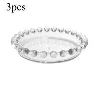 TEMU 3 portavelas transparentes con bordes de cuentas | Posavasos de cristal de 9.5 pulgadas para , de mesa para cenas y soportes para velas de mesa
