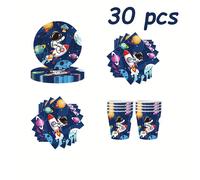 TEMU 30 piezas de vajilla para de , set de decoración para de con temática espacial, vasos de papel, platos y servilletas, ideal para aniversarios, reuniones familiares, para 10