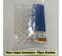 TEMU 30 piezas/set 10 contenedores vacíos (2ml, 6 en 1) y 20 pinceles, ideal para pintura artística, acuarela y pintura acrílica, suministros para acuarela, kit de pintura artística