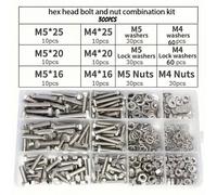 TEMU 300 Piezas Kit de Pernos y Tuercas de de Resistencia, M4 M5, Juego de Pernos y Tuercas Hexagonales de Acero Métrico, 15 Tamaños Más Comunes para Fijación