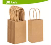 TEMU 30pcs Bolsas de Regalo Mini Marrones con - 6x3.5x2.4" - Bolsas de Papel de Calidad para Favores de Fiesta, Compras y Distribuidores Minoristas, Bolsas de Regalo Pequeñas