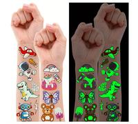 TEMU 380 estilos (30 hojas) de tatuajes luminosos de estilos , pegatinas de tatuajes temporales con unicornio//dinosaurio/ exterior/pirata, artículos para fiestas y regalos que en