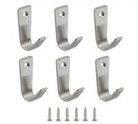 TEMU 4, 5, 6pcs Ganchos de J para Ropa Montados en la Pared Acero Inoxidable Colgadores de Un Solo Agujero para Abrigos Sombreros Bolsas Toallas con Tornillos