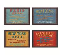 TEMU 4/6 piezas, Manteles individuales vintage para la hora del almuerzo, Diseño de , deli de Nueva , salón de té londinense, deli , para decoración de mesas de restaurantes y cocinas