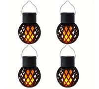 TEMU 4/8 Piezas de Farol Solar para Exteriores, Luces Solares con Llamas Parpadeantes Realistas, Colgantes/De Pie, Luz de Llama Solar para , Patio, Decoración de Jardín