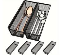 TEMU 4 Cajas de almacenamiento de cubiertos, cajón de drenaje de almacenamiento de cubiertos de metal, cesta de almacenamiento de cuchillos y tenedores para cocina y restaurante