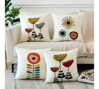 TEMU 4 Fundas de Cojín Florales Modernas de Medio , Fundas de Cojín Decorativas con Estampado Floral Abstracto Colorido, Fundas de Cojín Cuadradas para Sofá Cama Decoración del Hogar (18X18 Pulgadas)