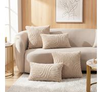 TEMU 4 fundas de cojines decorativos estilo boho - Fundas suaves y acogedoras a rayas , ideales para sofá, cama o exterior, tallas 12x20 y 18x18, cierre con cremallera (sin relleno incluido)
