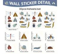 TEMU 4 hojas, 30 pegatinas de pared de insectos, pegatinas de y , autoadhesivas desmontables, adecuadas para salón, dormitorio, cocina, baño, decoración y embellecimiento de espacios